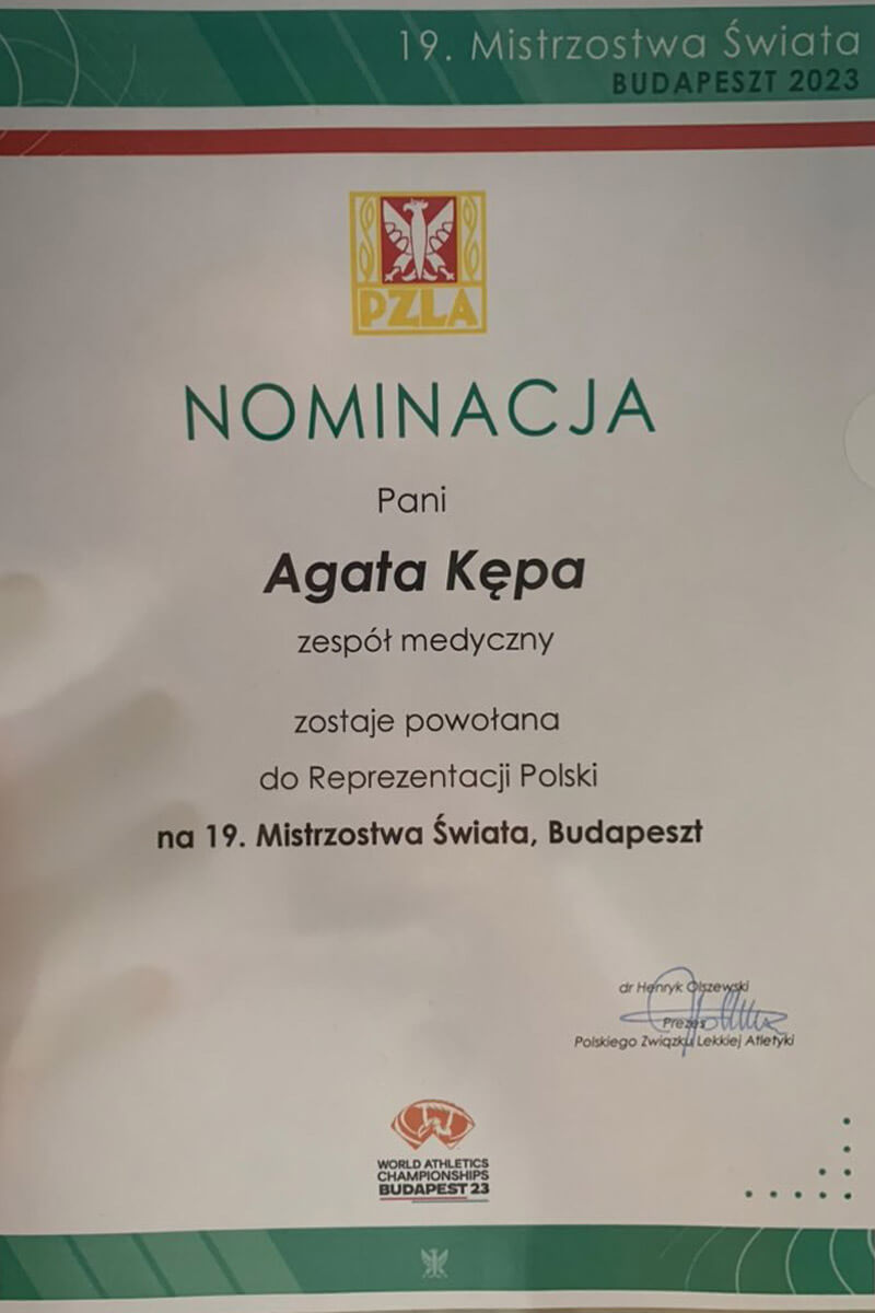 Nominacja na MŚ dla Agaty Kępy
