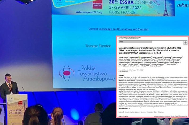 Ważny artykuł w&nbsp;„Knee Surgery, Sports Traumatology, Arthroscopy”. Wśród autorów dr hab. Tomasz Piontek